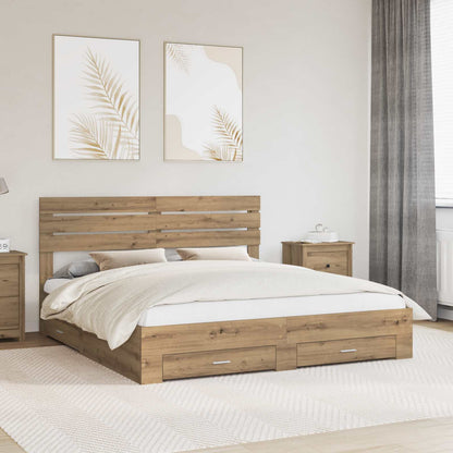 Bed Frame with Drawer with Headboard Manual Engineered Wood