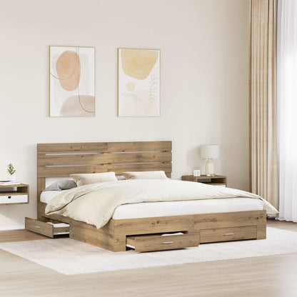 Bed Frame with Drawer with Headboard Manual Engineered Wood