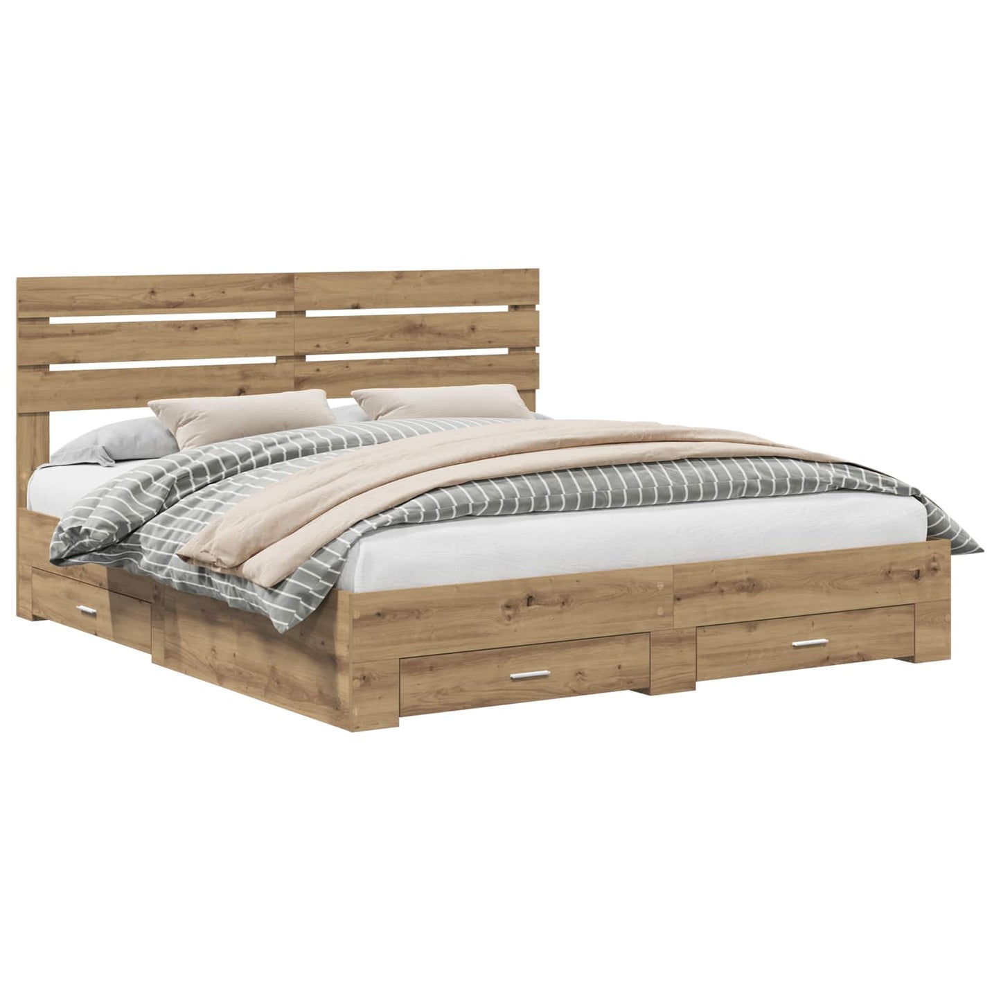 Bed Frame with Drawer with Headboard Manual Engineered Wood