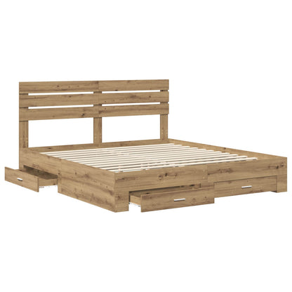 Bed Frame with Drawer with Headboard Manual Engineered Wood