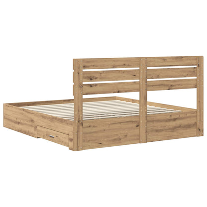 Bed Frame with Drawer with Headboard Manual Engineered Wood