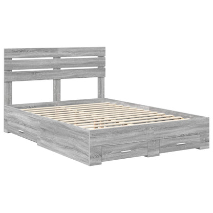 Bed Frame with Drawer with Headboard Manual Engineered Wood