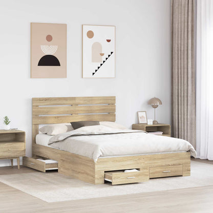 Bed Frame with Drawer with Headboard Manual Engineered Wood
