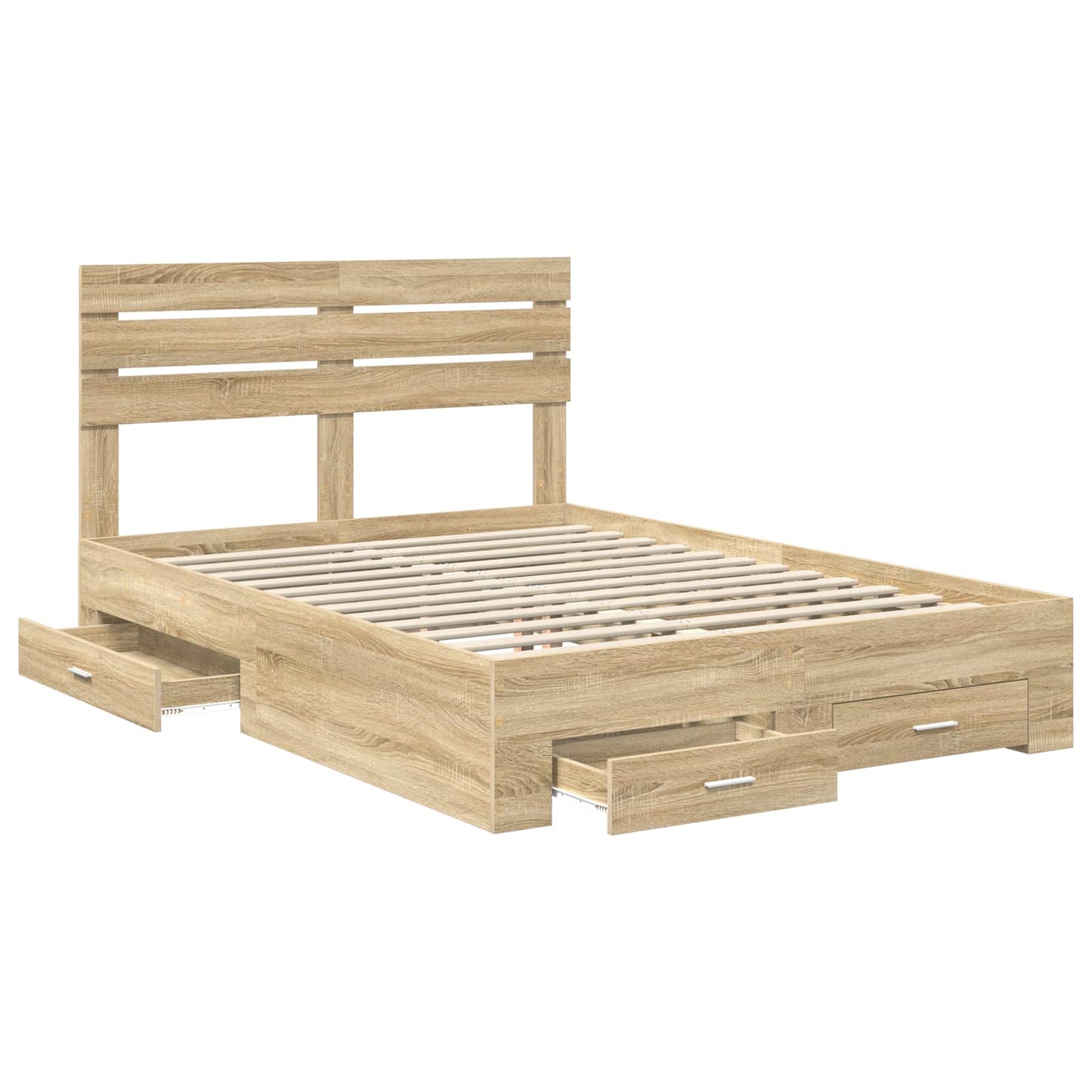 Bed Frame with Drawer with Headboard Manual Engineered Wood