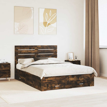 Bed Frame with Drawer with Headboard Manual Engineered Wood