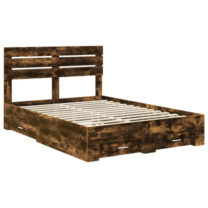 Bed Frame with Drawer with Headboard Manual Engineered Wood