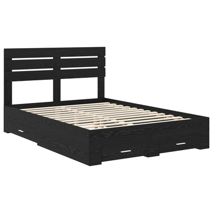 Bed Frame with Drawer with Headboard Manual Engineered Wood