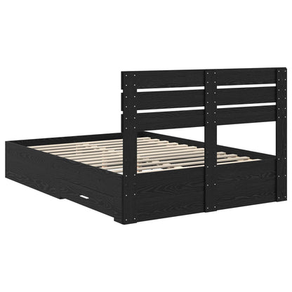 Bed Frame with Drawer with Headboard Manual Engineered Wood