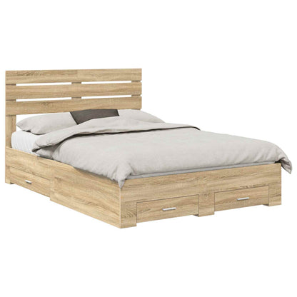 Bed Frame with Drawer with Headboard Manual Engineered Wood