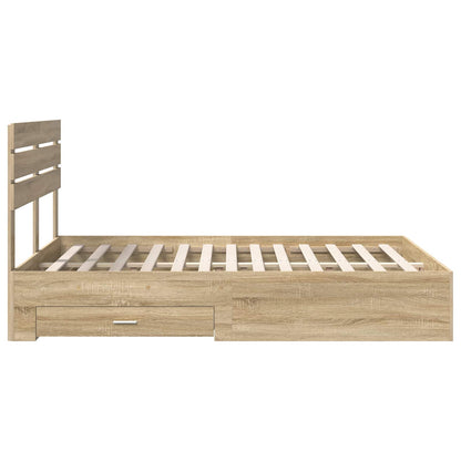Bed Frame with Drawer with Headboard Manual Engineered Wood
