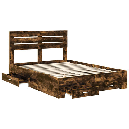 Bed Frame with Drawer with Headboard Manual Engineered Wood