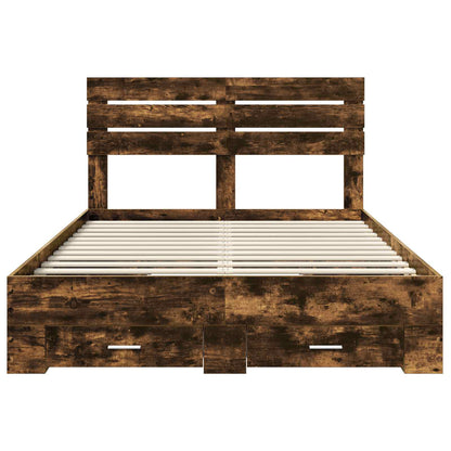 Bed Frame with Drawer with Headboard Manual Engineered Wood