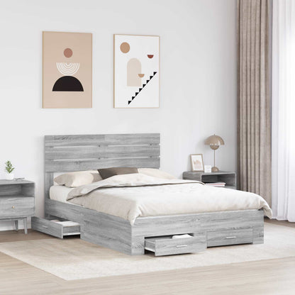 Bed Frame with Drawer with Headboard Manual Engineered Wood