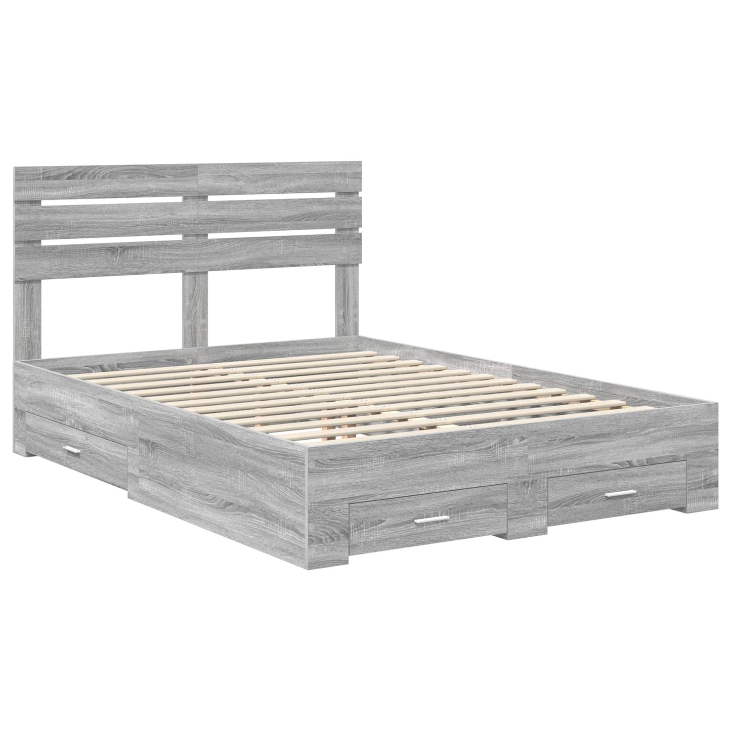 Bed Frame with Drawer with Headboard Manual Engineered Wood