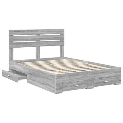 Bed Frame with Drawer with Headboard Manual Engineered Wood