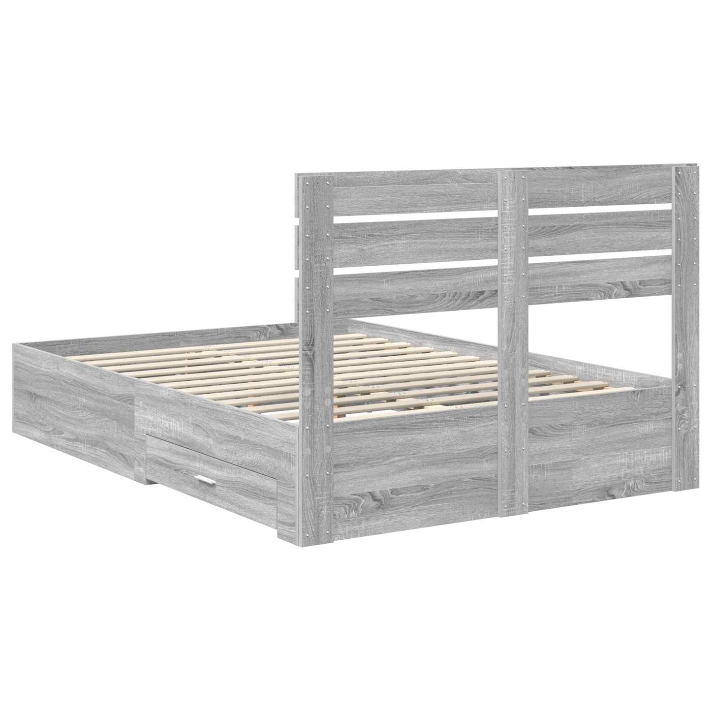 Bed Frame with Drawer with Headboard Manual Engineered Wood