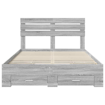 Bed Frame with Drawer with Headboard Manual Engineered Wood