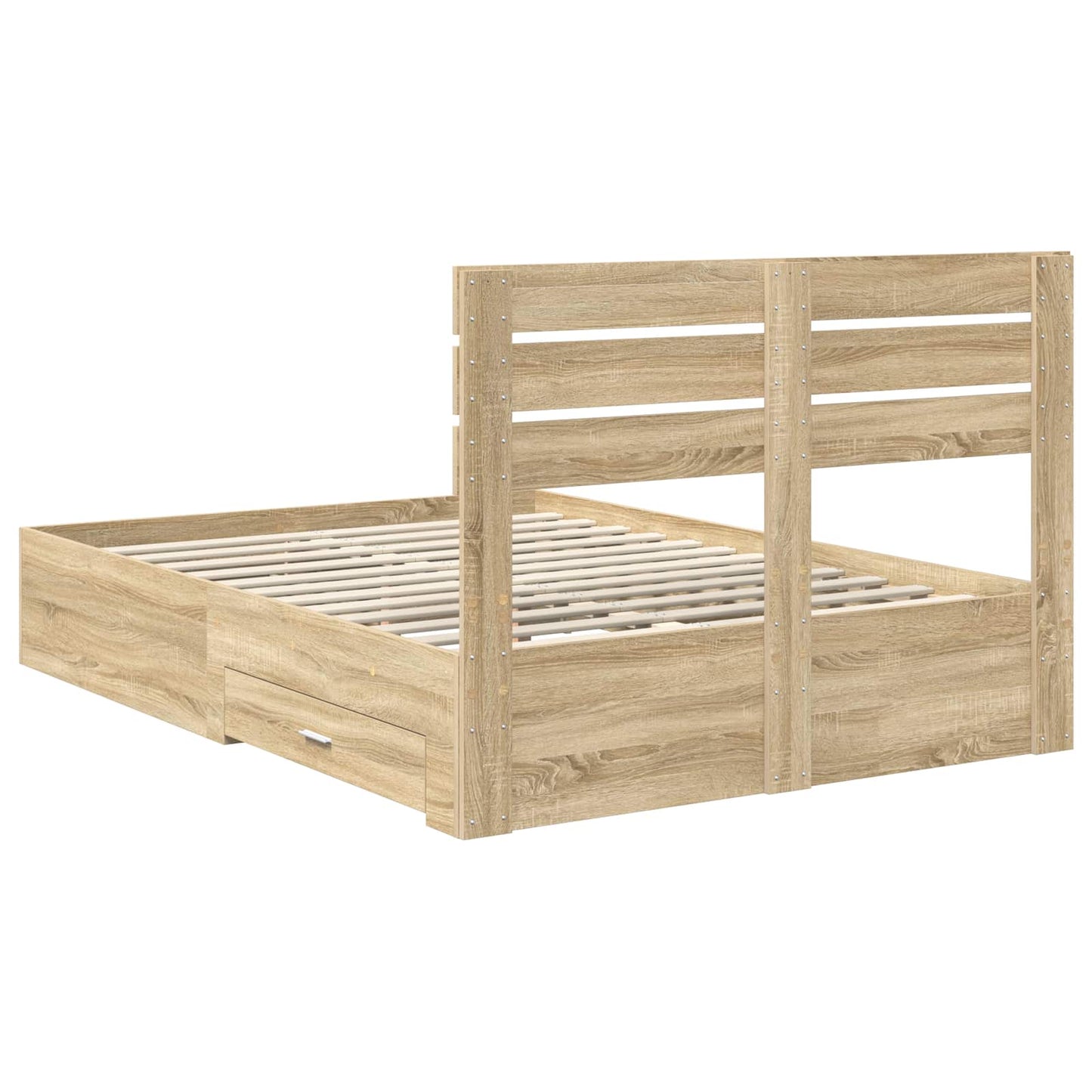 Bed Frame with Drawer with Headboard Manual Engineered Wood