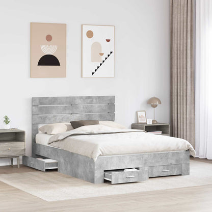 Bed Frame with Drawer with Headboard Manual Engineered Wood