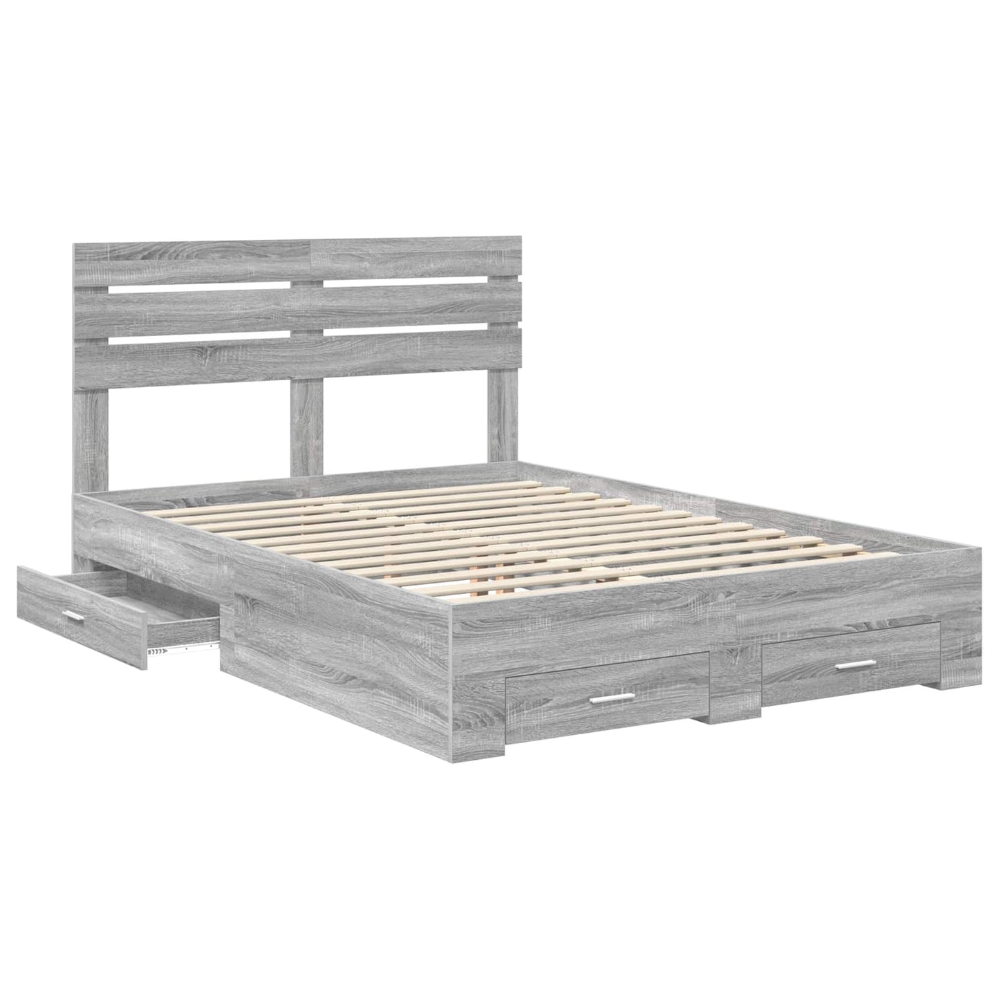 Bed Frame with Drawer with Headboard Manual Engineered Wood