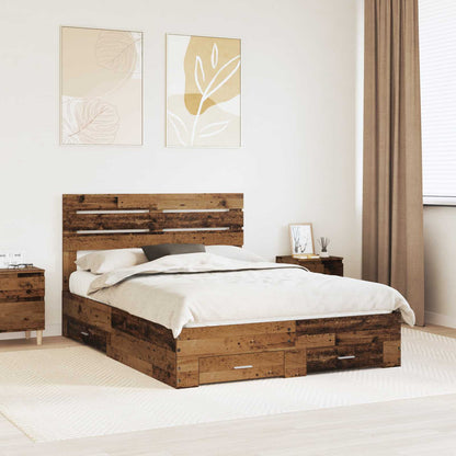 Bed Frame with Drawer with Headboard Manual Engineered Wood