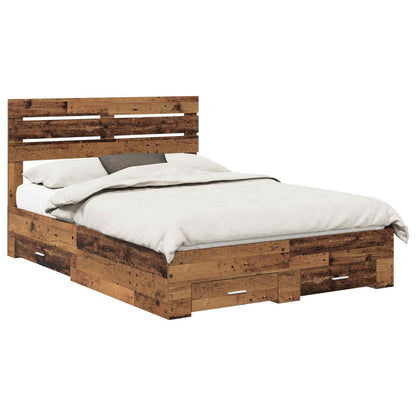 Bed Frame with Drawer with Headboard Manual Engineered Wood