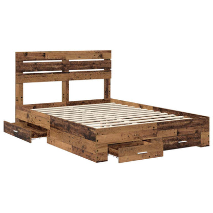 Bed Frame with Drawer with Headboard Manual Engineered Wood