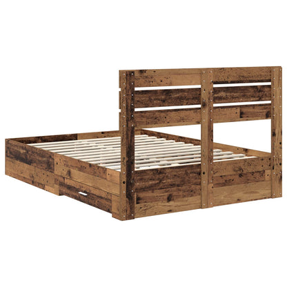 Bed Frame with Drawer with Headboard Manual Engineered Wood