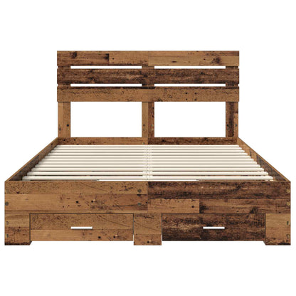 Bed Frame with Drawer with Headboard Manual Engineered Wood