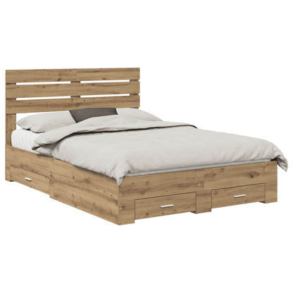 Bed Frame with Drawer with Headboard Manual Engineered Wood