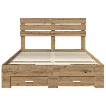 Bed Frame with Drawer with Headboard Manual Engineered Wood