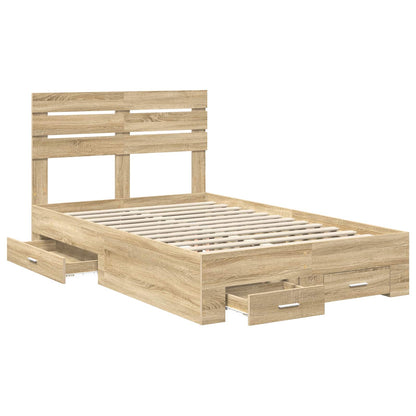 Bed Frame with Drawer with Headboard Manual Engineered Wood