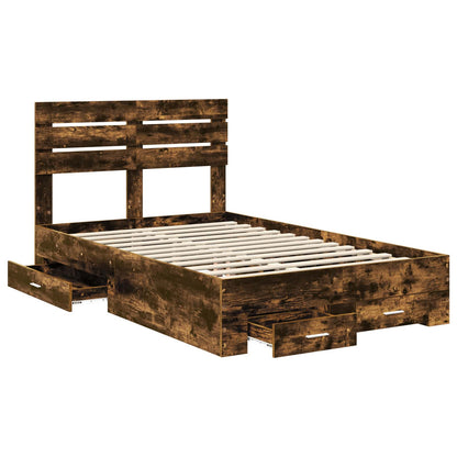Bed Frame with Drawer with Headboard Manual Engineered Wood