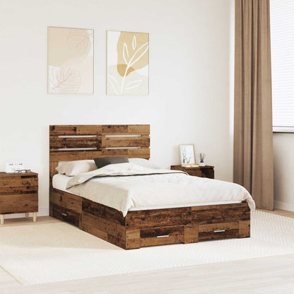 Bed Frame with Drawer with Headboard Manual Engineered Wood