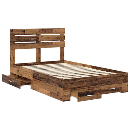 Bed Frame with Drawer with Headboard Manual Engineered Wood