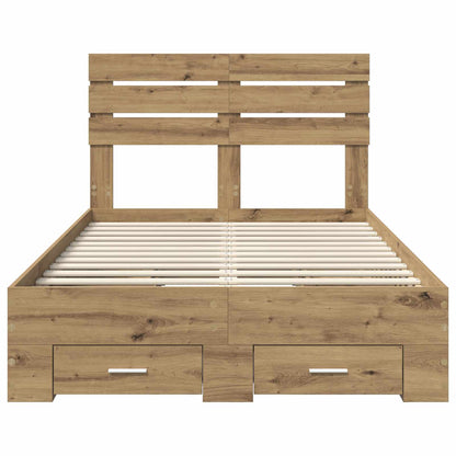 Bed Frame with Drawer with Headboard Manual Engineered Wood