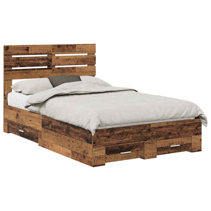Bed Frame with Drawer with Headboard Manual Engineered Wood