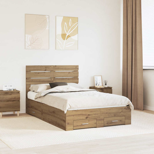 Bed Frame with Drawer with Headboard Manual Engineered Wood