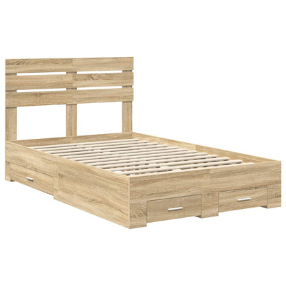 Bed Frame with Drawer with Headboard Manual Engineered Wood