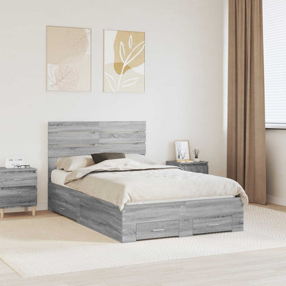 Bed Frame with Drawer with Headboard Manual Engineered Wood