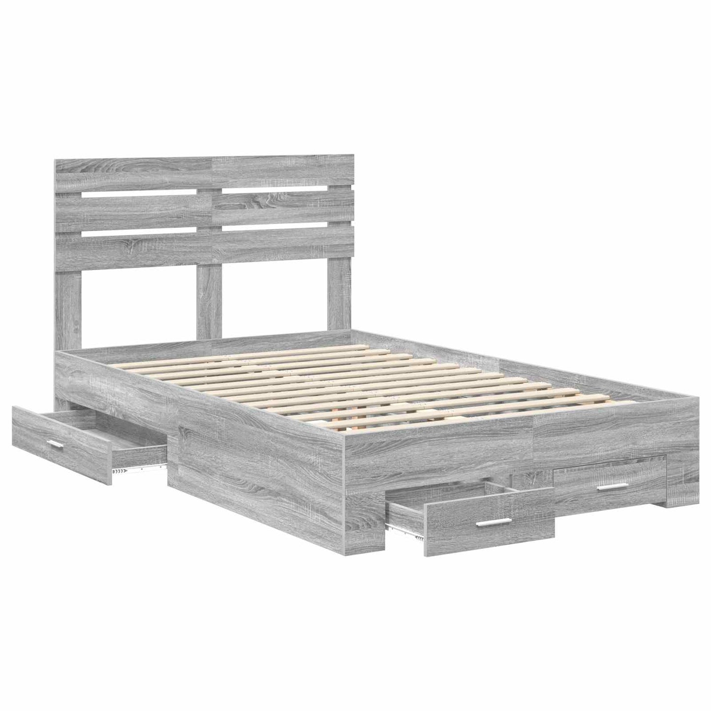 Bed Frame with Drawer with Headboard Manual Engineered Wood