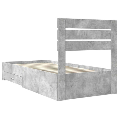 Bed Frame with Drawer with Headboard Manual Engineered Wood
