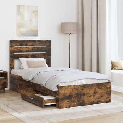 Bed Frame with Drawer with Headboard Manual Engineered Wood