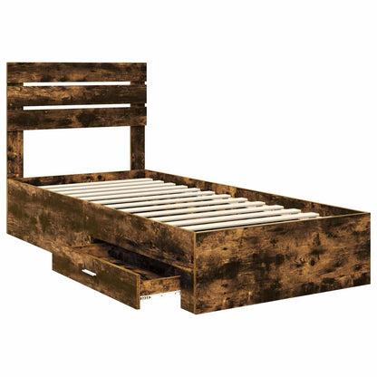 Bed Frame with Drawer with Headboard Manual Engineered Wood
