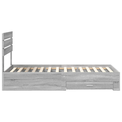 Bed Frame with Drawer with Headboard Manual Engineered Wood