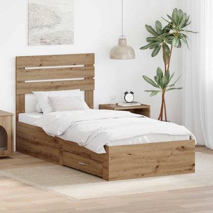 Bed Frame with Drawer with Headboard Manual Engineered Wood