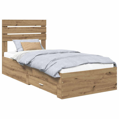 Bed Frame with Drawer with Headboard Manual Engineered Wood