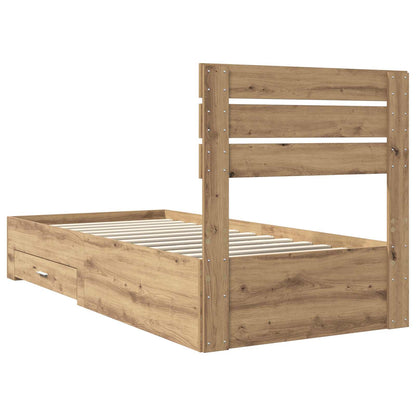 Bed Frame with Drawer with Headboard Manual Engineered Wood