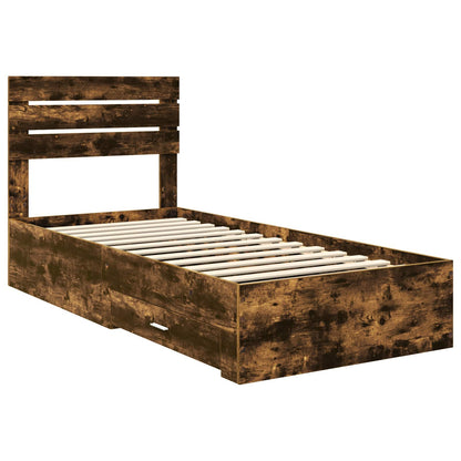 Bed Frame with Drawer with Headboard Manual Engineered Wood