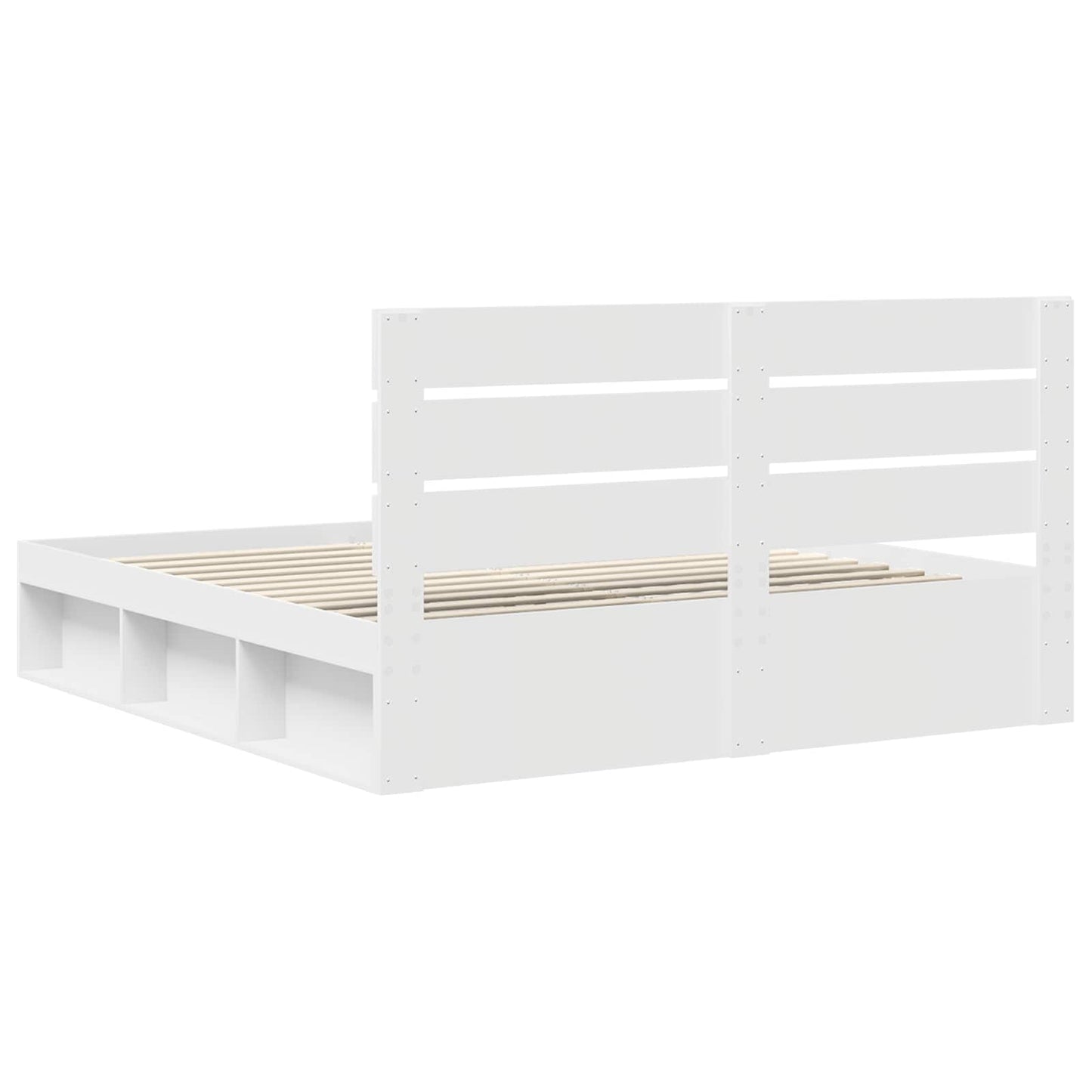 Bed Frame with Headboard White 200 x 200 cm Solid Pine Wood